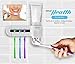 Upgraded Toothpaste Dispenser UV Sanitizer - Toothbrush Sanitizer Wall Mounted Toothbrush Holder - Disinfectant Oral Hygiene -Battery Operated - Up to 4 Brushes - Pure Clean PHLTBSTER2 (White)
