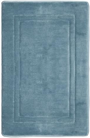 Blue Spa Luxury Memory Foam Bath Mat : Non Skid, Microfiber, Square Race Track Design, 20" x 30"