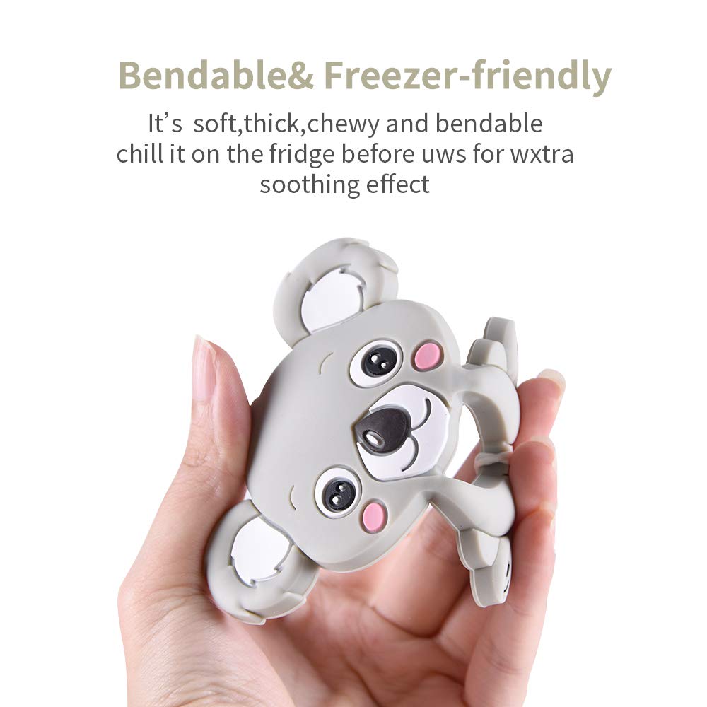 Dummy Clips Baby Pacifier Clips Unisex Baby Soother Chains Dummy Chain Silicone for Girls Personalised Teething Silicone Beads with Cute Animals Teether Toys for Boys (Gray)