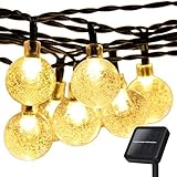 Christmas Solar Globe String Lights,Addlon LED Fairy Lights,20ft 30 LED 2 work Modes,crystal Ball Ambiance Lighting for Outdoor, Garden, Home, Wedding, Christmas Party, Waterproof (Warm White)