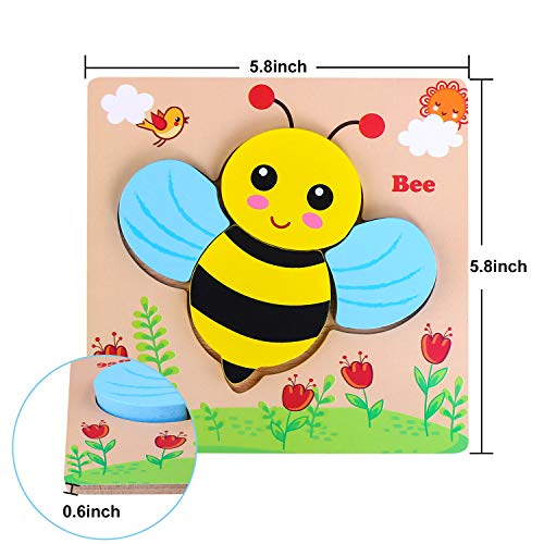image for INNOCHEER Wooden Animal Jigsaw Puzzles for Toddlers 1 2 3 4 Years Old,