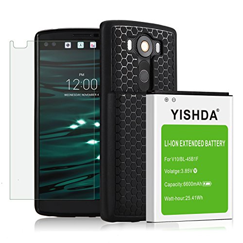 YISHDA 6600mAh Extended Battery for LG V10 With Extended Back Cover (Included Tempered Glass & Extended HoneyComb Case)