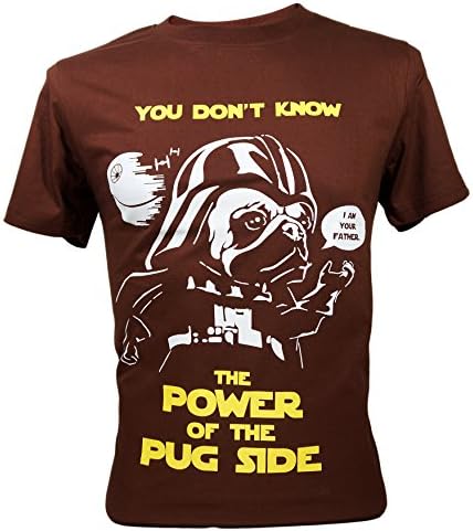 Immortal Tees Adult Unisex The Power of The Pug Side Funny T Shirts Brown Xlarge