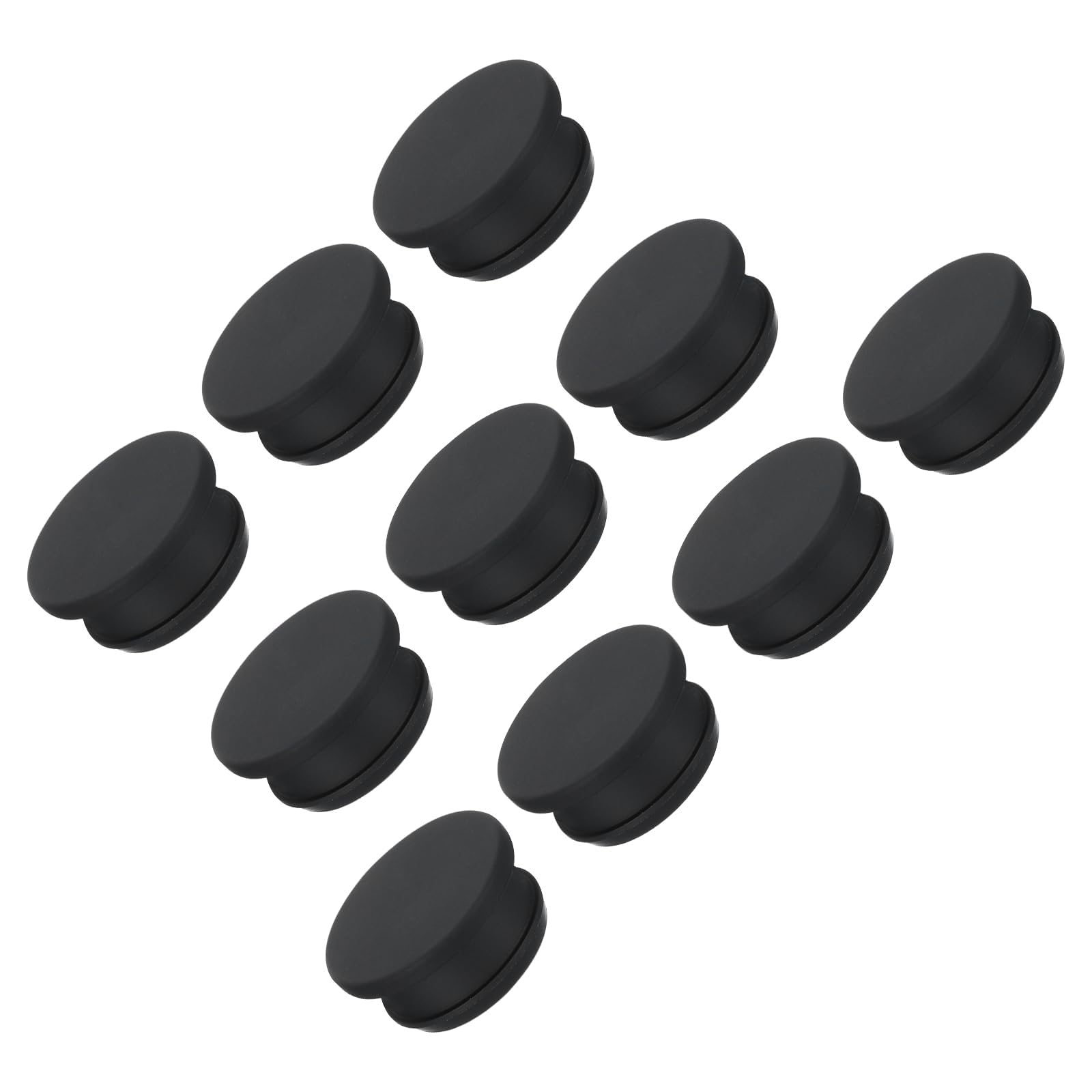TOP-VIGOR 10Pcs Silicone Snap in Locking Hole Plugs, 27mm Diameter Hole Stoppers, Rubber Panel Seal Cover Flush Type Panel Round for Kitchen Rubber Bulkheads Waterproof Sealing Plugs, Black