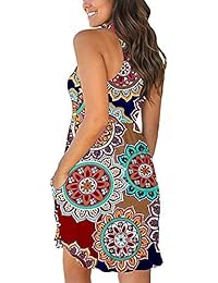 Woxlica - Vestido de verano informal sin mangas y con bolsillos