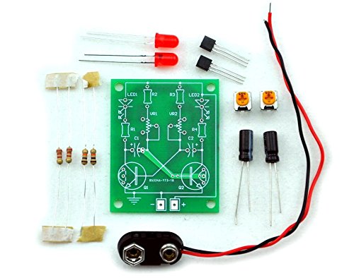 Adjustable Transistor Astable Multivibrator Circuit Learn Kit, LED Flashing, Practical Soldering Project Kit