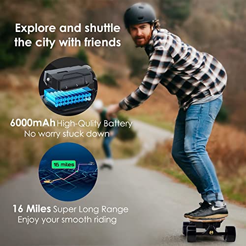 RUNAJOY Electric Skateboard 2000W Dual Belt Drive Motors 22 MPH Top Speed 16 Miles Range 30
