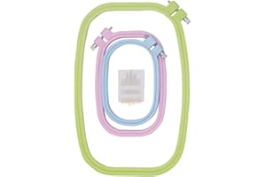 LAMXD 3 Pieces 3 Sizes Square Embroidery Hoops Plastic ABS Cross Stitch Hoops for DIY Embroidery Craft,with 16pcs Gold Eye Sewing Needles