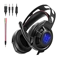 Sviper VOIP Headset in-line Control for Mac PC Moblie Phone USB Headset &3.5mm Skype Headset Chat Headset Gaming Headset Mpow PC Headset, Multi-Use (Built-in Noise Reduction Sound Card)