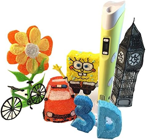 3D Printing Pen with LCD Screen,Scribbler 3D Pen Drawing Printer Pen for 3D Scribbler Printing, Drawing, Doodle Model Making and 3D Modeling, With PLA Filament, Perfect Gift (Yellows)