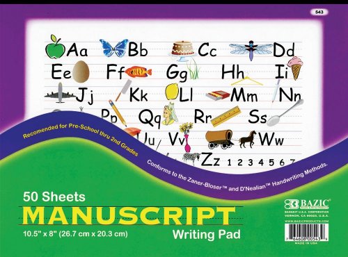 BAZIC 50 Ct. 10.5" X 8" Manuscript Writing Pad (Case of 48)