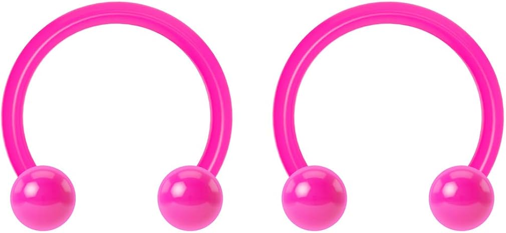 Bling Piercing 2pc 1.2mm 16g Dental-Grade Acrylic Pink Horseshoe Bar Hoop 3mm Ball Circular Barbells Earrings Cartilage Helix Septum Nose Lip Rings