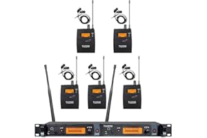OPQRST Wireless in Ear Monitor System 2 Channel 5 Bodypacks Monitoring in Studio Monitor UHF Transmitter Frequency Monitoring Type for Stage Church Band Musicians School