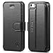 iPhone 5/5S/SE Case, SHIELDON iPhone 5 Wallet Case Genuine Leather Slim Fit Book Design Magnetic Folio Flip Cover with Kickstand & Credit Card Slots for iPhone 5/5S/SE - Black