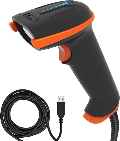 Tera L5100Y 1D Laser Barcode Scanner USB Wired Long Range High Speed Reader
