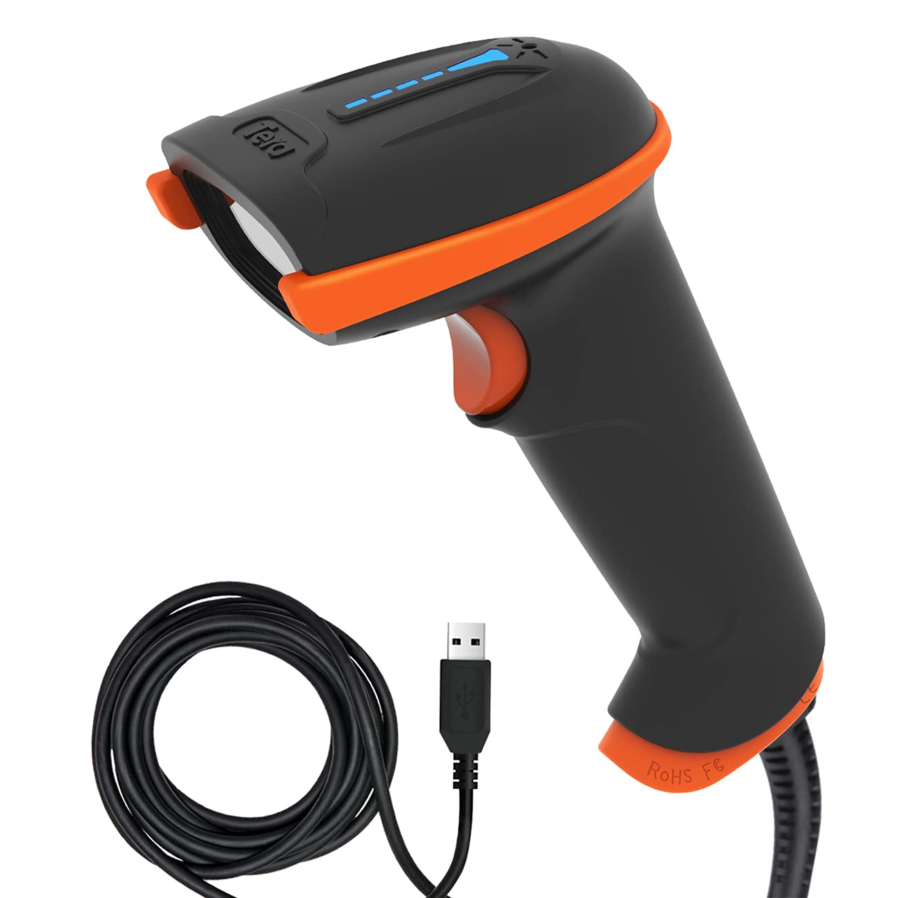 Tera 1D Laser Barcode Scanner: USB Wired Long Range High Speed Handheld 1D Bar Code Reader Plug and Play, L5100Y