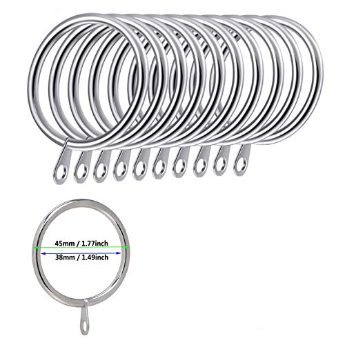 iPEAK 50 Pack Metal Curtain Rings Hanging Hooks For Curtains and Rods, 38mm Internal Diameter (Silver)
