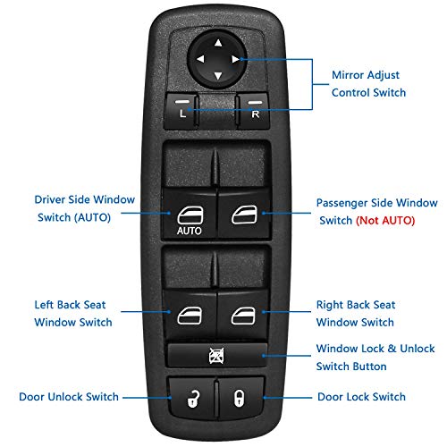 Front Driver Side Power Master Window Switch Compatible for 2009-2012 Dodge Journey 2008-2012 Dodge Nitro 2008-2012 Jeep Liberty Replace# 4602632AG - Thumbnail 2
