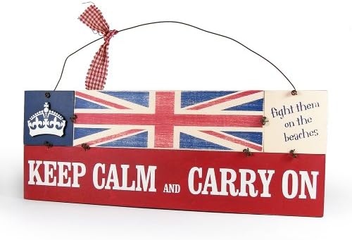 Heartwarmers Keep Calm and Carry on Vintage Wooden Union Jack Sign Plaque by Heartwarmers
