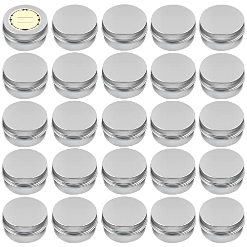 Tuzazo Aluminium-Blechdose mit Schraubdeckel und Etiketten, 60 ml, nachfüllbar, kleine Reisebehälter für Cremes, Balsam, Salben, Beauty-Produkte