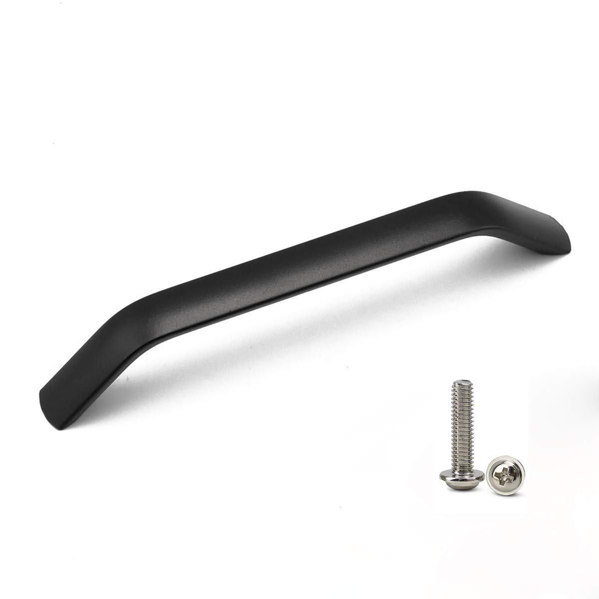 Qrity 10 Units Bow Shaped Cabinet Handles Kitchen Cupboard Drawer Door Bathroom Furniture Pulls, 128mm Hole Centers (Matte Black)