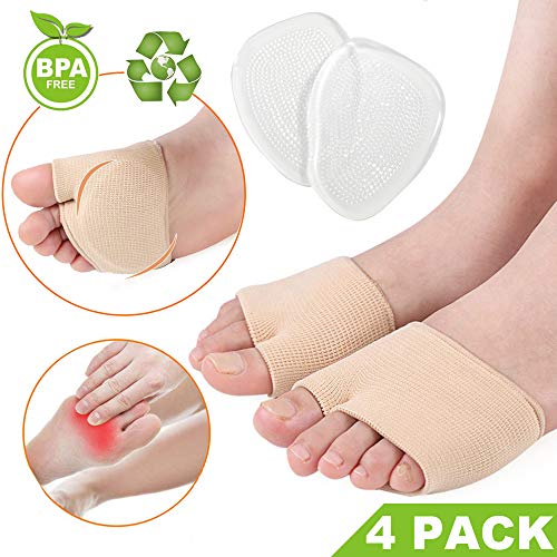 Metatarsal Sleeve Pads - Gel Sleeves Forefoot Cushion Pads - Fabric Soft Foot Care Ball of Foot Cushions for Diabetic Feet Metatarsalgia Mortons Neuroma Prevent Calluses Blisters