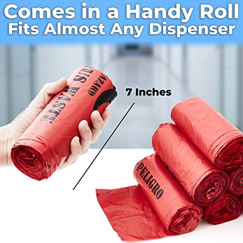 Mop Mob No Leak, Hospital Grade Biohazard Waste Bags 50 Pk. 10 Gallon, 24" Red Trash Liner With Hazard Symbol For Infectious Waste Disposal
