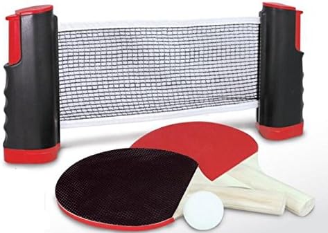 HEEMIKA Professional Ping Pong Paddle Set with Retractable Net,Table Tennis Racket and Ball