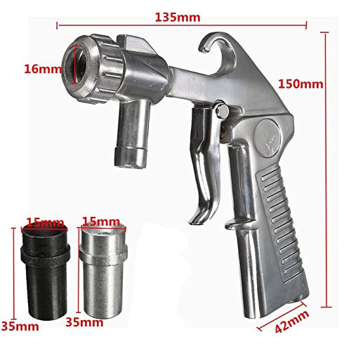 Jewboer Air Sandblaster Sandblasting Blast Gun with Iron Nozzles Connector Tube Derusting Tool Kit for Sandblast Cabinets