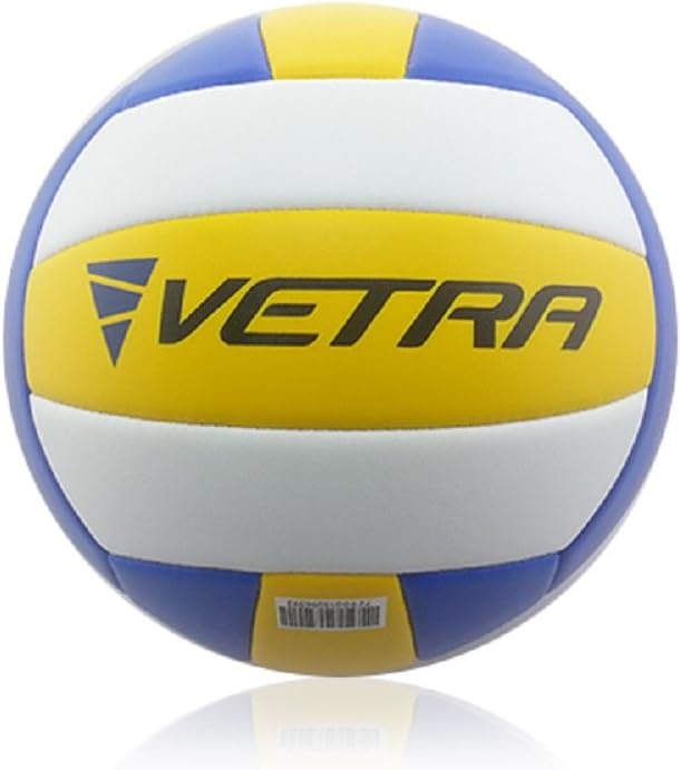VETRA Soft-Touch Volleyball, Official Size 5, Yellow/Blue/White, Durable PVC Cover & Stitching for Training - Image 3