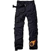 GSGGIG Men's Fleece Lined Hiking Pants Camo Tactical Ski Pants Ripstop Winter Outdoor Work Cargo Pants with 8 Pockets