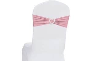 Howhic Pack of 30 Spandex Chair Sashes Bows Stretch Chair Cover Band with Buckle Slider Universal Elastic Chair Ties for Wedding Banquet Party Event Decoration (Dusty Pink)