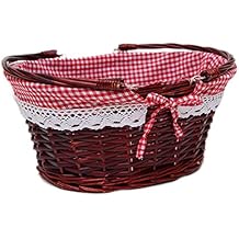 Oypeip Wicker Basket Gift Baskets Empty Oval Willow Woven Picnic Basket Easter Candy Basket Storage Basket Wine Basket with Handle Egg Gathering Wedding Basket (Auburn)