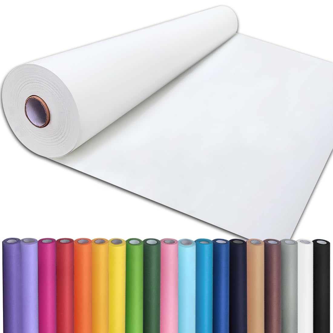 PerkHomy 24" x 2,400" (200') White Kraft Paper Roll for Craft Bulletin Board Paper Art Table Covering Crafting Gift Wrapping Bouquet Packing Parcel 80GSM 55LB (White, 24" x 200') Image