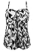 Cocoship White Leaves & Black Print Vintage Inspired Swim Top Retro Ruched Modest Tankini Swimsuit 10(FBA)