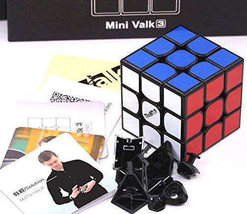 The valk 3 mini qiyi 3x3 black speed cuber 4.74cm magic…