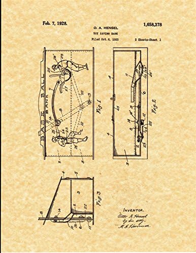 Baseball Coin Bank Patent Print 1883 - (8.5" X 11")