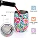 Wine Tumblers,2 Pack 12oz Stainless Steel Stemless Insulated Wine Glass with Lid Straw,Double Wall Vacuum Beverage Mug Cup for Red Wine,Coffee,Drinks,Champagne,Cocktail,Gift (Flamingo)
