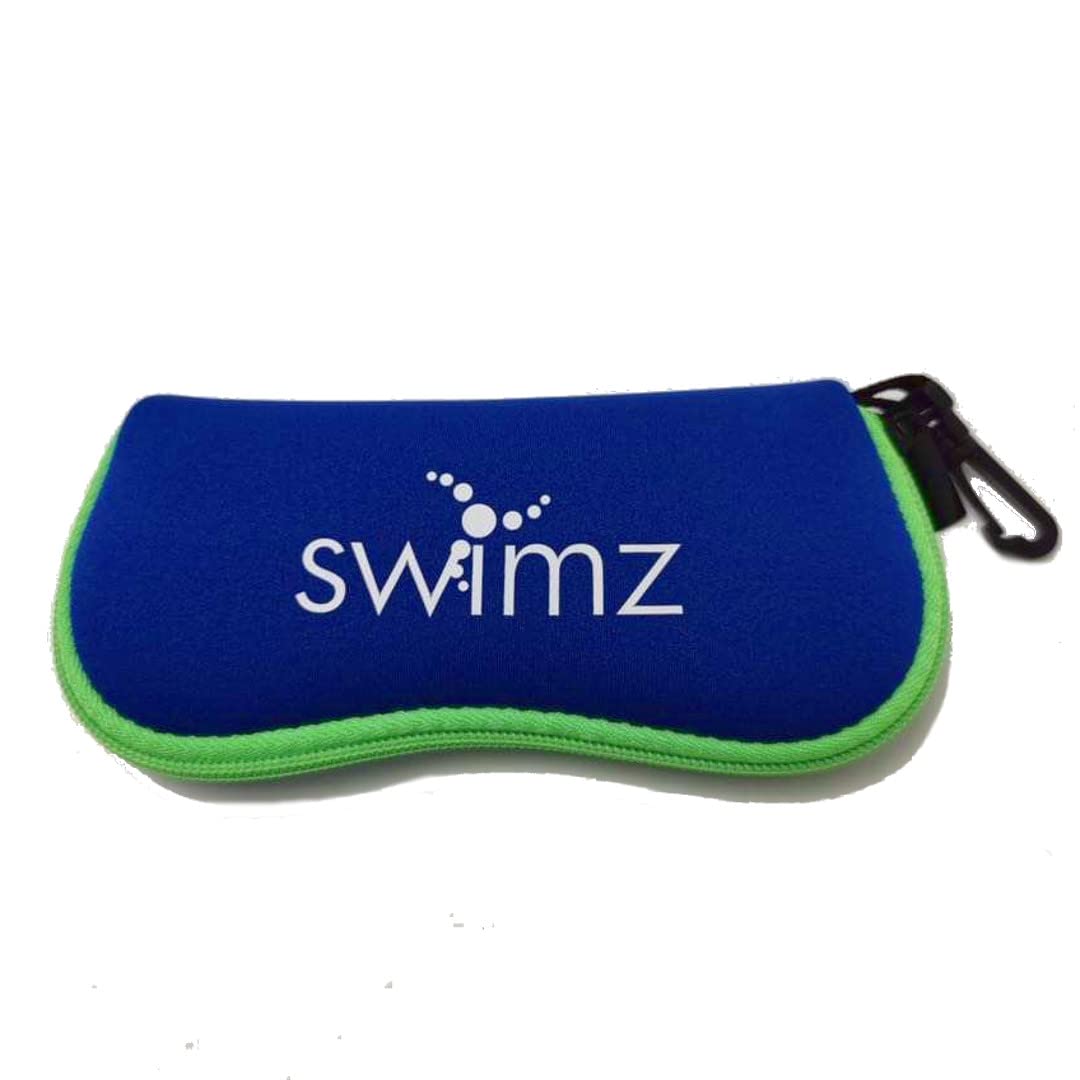 Swimz Soft Neoprene Swimming Goggle Pouch - Soft Swimming Goggle Case (Royal/Green/White)