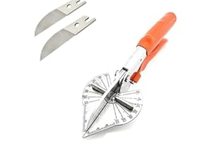 ZEROMALL Multi Angle Miter Shear Cutter Hand Tools,45-135 Degree Adjustable Angle Scissors Trim Shears Tools with 2 Extra Spare Blades (Orange)