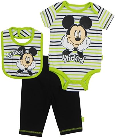 Disney Baby Boys Mickey Mouse Mickey Gazing 3 Piece Set Lime Green 3-6 Months