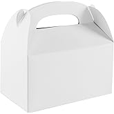 Super Z Outlet Blank White Color Treat Gift Paper Cardboard Boxes with Handles, Arts & Crafts Candy Goodie Bags, Picnic, Birthday Party Favors, Baby Shower, Weddings (12 Pack, 6.25" x 3 1/2" x 3.25")