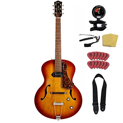 Godin 5th Avenue Kingpin P90 Jazz-Style Acoustic Electric Guitar Bundle , Cognac Burst