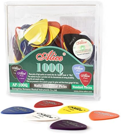100 Pcs Guitar Picks /Plectrum Various Colors 6 Gauges 0.58/0.71/0.81/0.96/1.20/1.50mm for Acoustic and Electric Guitars (Packing Box Included)