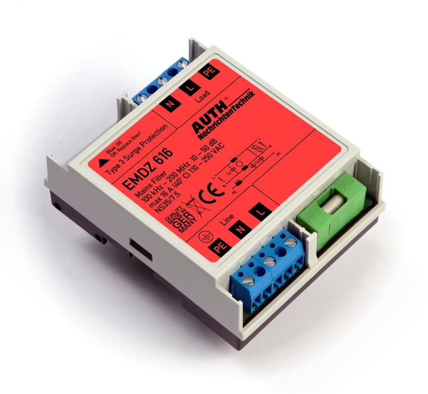 3A 2k - 200MHz Surge Protected Broadband Mesh Filter for Top Top Top Rail (16A, 100K-100MHz)