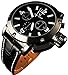 YouYouPifa Business Style Black Band Watch Leather Strap Men's Quartz Wrist Watch (White/Black Dial)