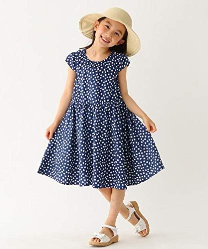 Amazon サンカンシオン 3can4on 接触冷感 90cm 140cm 小花柄ワンピース 11 110cm ネイビー 193 ワンピース チュニック 通販