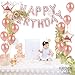 Rose Gold Happy Birthday Balloons – 13 Pieces, 16 inch | Rose Gold Balloon for Birthday Decorations | Rose Gold Happy Birthday Banner | Rose Gold Latex Balloons with Star Foil Balloons for Birthday