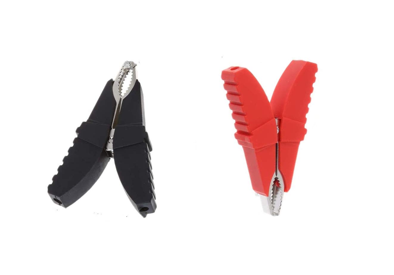 Aoowei Alligator Clips Red + Black 50A Butterfly Type Insulative Full Protective Crocodile Clips for Car Battery Clip Power Test Cables 2pcs