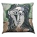 LightInTheBox 4 Pack - 18 x 18 Inch Square Linen Picasso Abstract Portrait Painting Print Classical Style Throw Pillow Case Decorative Cushion Cover Pillowcase Cushion Case for Sofa,Bed,Chair,Auto Sea